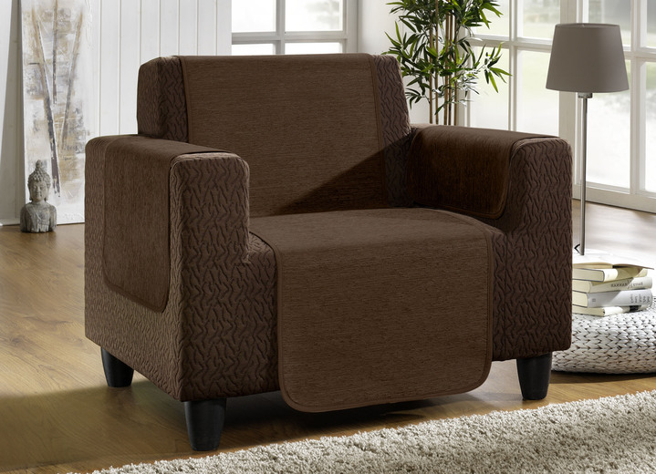 Sessel- & Sofaüberwürfe - Unempfindliche Sessel-,Couch- und Armlehnenschoner aus Chenille, in Größe 101 (Sesselschoner, 50x150 cm) bis 905 (2 Kissenbezüge, 40x 40 cm), in Farbe CREME Ansicht 8