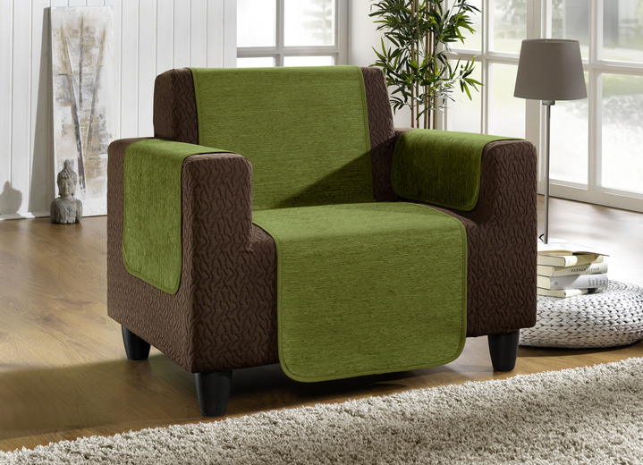 Sessel- & Sofaüberwürfe - Unempfindliche Sessel-,Couch- und Armlehnenschoner aus Chenille, in Größe 101 (Sesselschoner, 50x150 cm) bis 905 (2 Kissenbezüge, 40x 40 cm), in Farbe CREME Ansicht 4