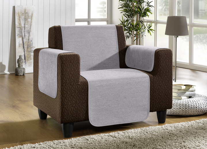Sessel- & Sofaüberwürfe - Unempfindliche Sessel-,Couch- und Armlehnenschoner aus Chenille, in Größe 101 (Sesselschoner, 50x150 cm) bis 905 (2 Kissenbezüge, 40x 40 cm), in Farbe CREME Ansicht 6