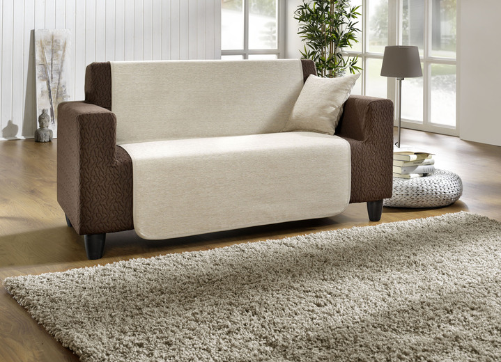 Wohnaccessoires - Wohnaccessoires aus hochwertigem Chenille Ansicht 5 Wohnaccessoires - Wohnaccessoires aus hochwertigem Chenille, in Größe 101 (Sesselschoner, 50x150 cm) bis 905 (Kissenbezüge, 2er-Set, 40x40 cm), in Farbe SAND Ansicht 5