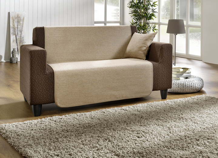 Wohnaccessoires - Wohnaccessoires aus hochwertigem Chenille Ansicht 2 Wohnaccessoires - Wohnaccessoires aus hochwertigem Chenille, in Größe 101 (Sesselschoner, 50x150 cm) bis 905 (Kissenbezüge, 2er-Set, 40x40 cm), in Farbe SAND Ansicht 2