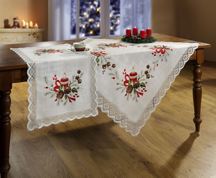 Tischdecken - Raumdekoration mit festlichem Weihnachtsmotiv, in Größe 103 (Läufer, 50/100 cm) bis 404 (Kissenbezug, 40/ 40 cm), in Farbe BUNT, in Ausführung Stickpackung Ansicht 4