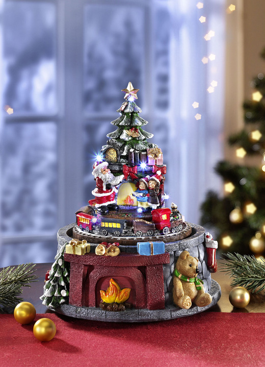 Weihnachtliche Dekorationen - Spieluhr mit 16-stimmigen Spielwerk, in Farbe ROT-GRÜN