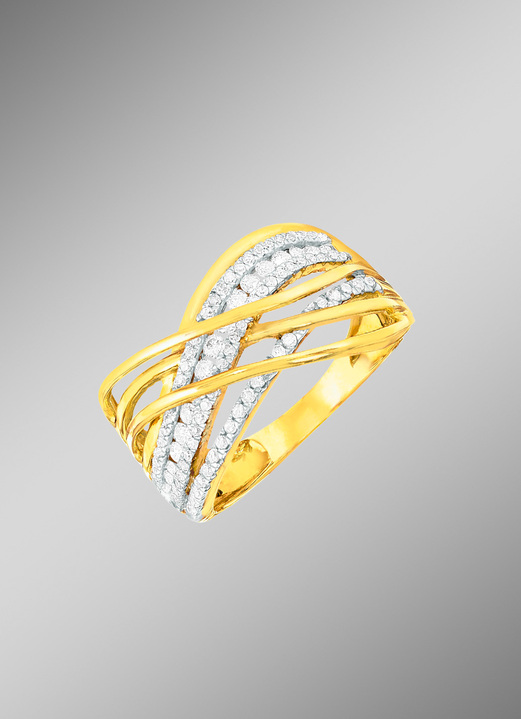 Schmuck & Uhren - Extravaganter Damenring mit echten Brillanten und Diamanten, in Größe 160 bis 220, in Farbe GOLD