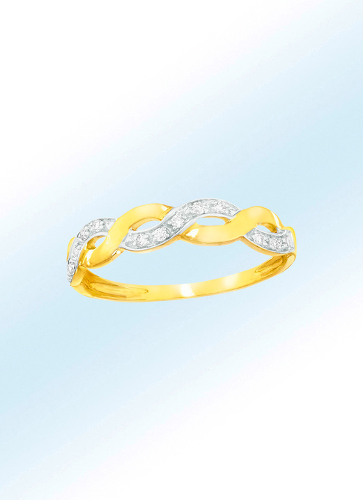 Ringe - Geschwungener Damenring mit echten Brillanten, in Größe 160 bis 220, in Farbe