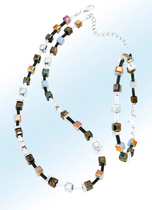 - Schickes 2-teiliges Schmuck-Set, in Farbe GRAU-SCHWARZ