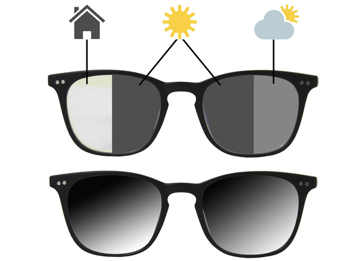 Lesehilfen - Vergrößerungsbrille 2-in-1, mit selbsttönenden Gläsern, in Farbe SCHWARZ Ansicht 2