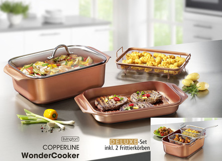 Livington Copperline WonderCooker inkl. Glasdeckel und Gittereinsatz -  Bräter & Auflaufformen | BADER