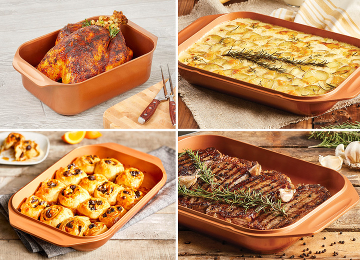 Bräter & Auflaufformen - Livington Copperline WonderCooker inkl. Glasdeckel , in Farbe BRAUN-KUPFER, in Ausführung Bräter Ansicht 3