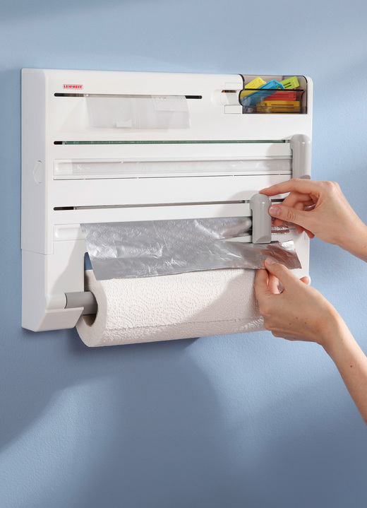 Ordnung - Leifheit Wandrollenhalter mit Tesafilm-Spender und Kleinteile-Box, in Farbe WEISS Ansicht 1