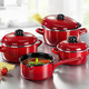 Töpfe & Pfannen - Topf-Set, 7-teilig, aus widerstandsfähigem Stahl-Emaille von GSW – Farbe ROT Töpfe & Pfannen - Topf-Set, 7-teilig, aus widerstandsfähigem Stahl-Emaille von GSW, in Farbe ROT