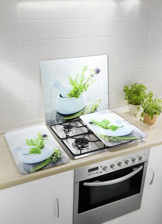 Haushaltshelfer - Herd-Abdeckplatten im 2er-Set aus Glas – Farbe KRÄUTERGARTEN Haushaltshelfer - Herd-Abdeckplatten im 2er-Set aus Glas, in Farbe KRÄUTERGARTEN, in Ausführung Kräutergarten