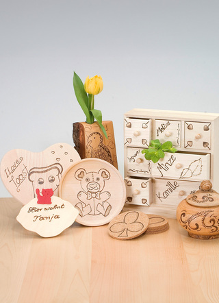 Beschäftigung - Bastelset Brandmalerei – Farbe BUNT – Ansicht  Beschäftigung - Bastelset Brandmalerei, in Farbe BUNT – Farbe BUNT – Ansicht