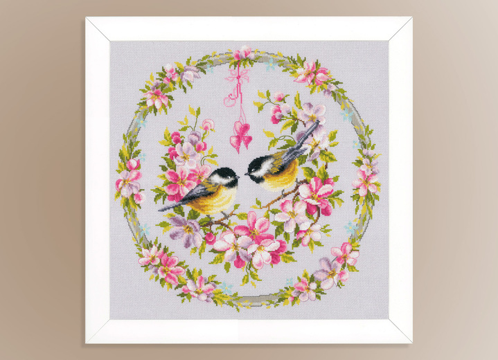 - Stick-Set mit Meisen im Blumenkranz-Motiv, in Farbe BUNT Ansicht 2
