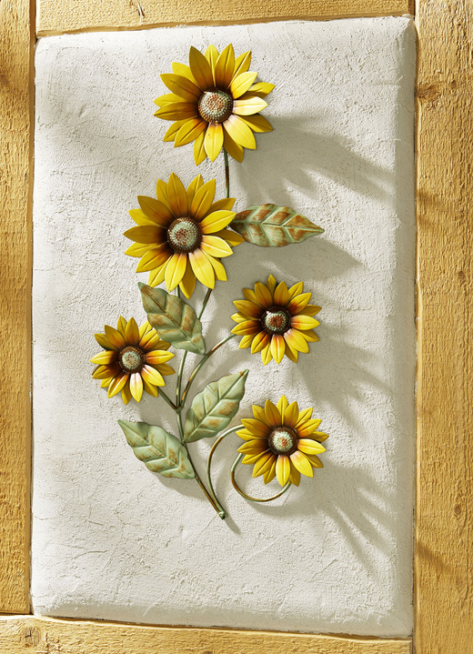 Metall-Wandbilder - Metall - Wanddekoration Sonnenblumen , in Farbe GELB-GRÜN