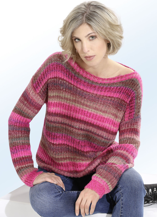 - Pullover mit Streifendessin, in Größe L (44/46) bis XS (32/34), in Farbe PINK-MULTICOLOR