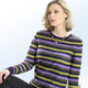 Langarm - Pullover in Ringeldessin, in Größe 036 bis 050, in Farbe MARINE-TERRA-MULTICOLOR – Farbe MARINE-KIWI-MULTICOLOR – Ansicht 2