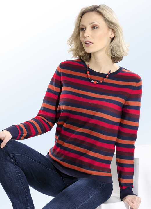 Langarm - Pullover in Ringeldessin Langarm - Pullover in Ringeldessin, in Größe 036 bis 050, in Farbe MARINE-TERRA-MULTICOLOR