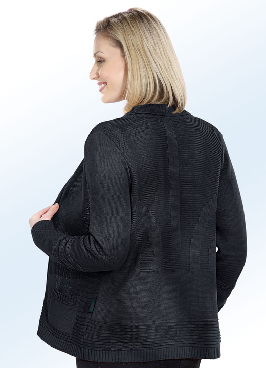 Strickjacken - Strickjacke mit Strukturen Ansicht 2 Strickjacken - Strickjacke mit Strukturen, in Größe 038 bis 052, in Farbe SCHWARZ Ansicht 2