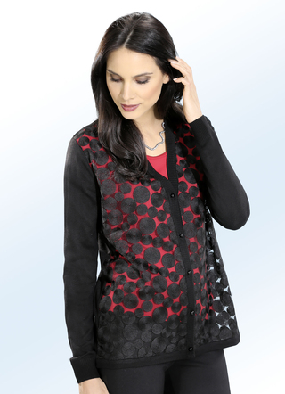 Strickjacke mit transparentem Vorderteil