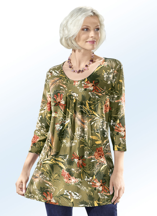 Longshirt mit Allover-Dessin in 2 Farben