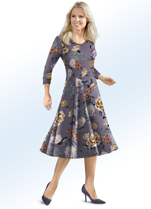 - Kleid mit schwingendem Rockteil, in Größe 019 bis 050, in Farbe PFLAUME-PETROL