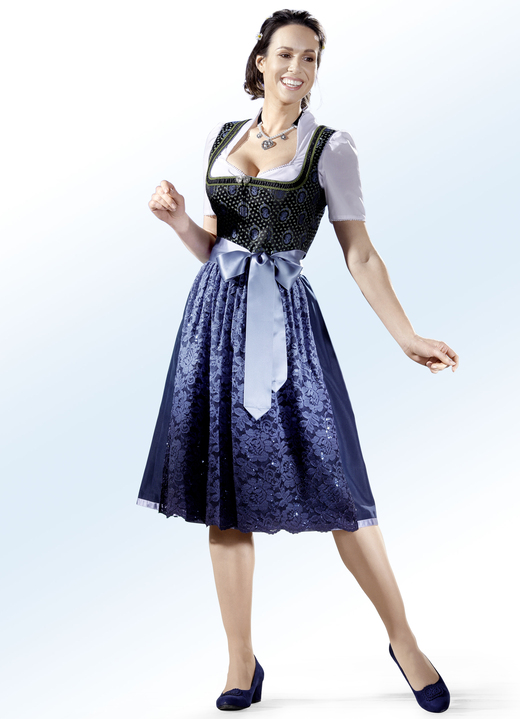 - Dirndl mit Schürze, in Größe 036 bis 054, in Farbe MARINE-SCHWARZ