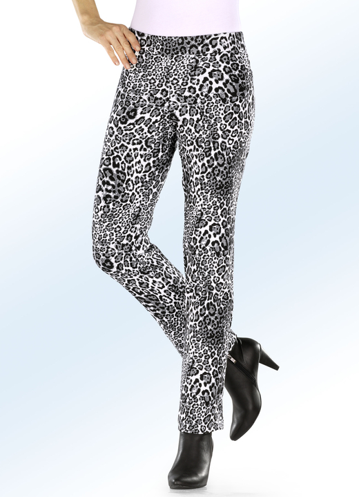 - Jacquard-Hose in angesagter Leo-Dessinierung, in Größe 018 bis 052, in Farbe ECRU-GRAU Ansicht 1