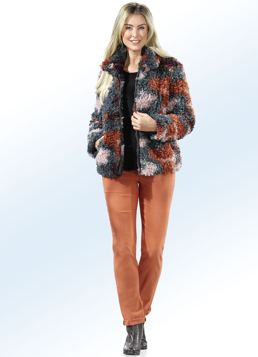 Jacken & Mäntel - Kurzjacke mit Curley-Kunstpelz Ansicht 2 Jacken & Mäntel - Kurzjacke mit Curley-Kunstpelz, in Größe 034 bis 050, in Farbe GRÜN-BUNT Ansicht 2