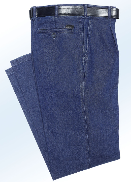 Jeans - Bügelfreie Jeans mit Gürtel in 3 Farben, in Größe 024 bis 062, in Farbe JEANSBLAU Ansicht 2