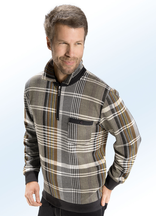 Shirts & Sweatshirts - Poloshirt mit knöpfbarer Brusttasche Ansicht 2 Shirts & Sweatshirts - Poloshirt mit knöpfbarer Brusttasche, in Größe 046 bis 062, in Farbe SCHWARZ-BUNT Ansicht 2