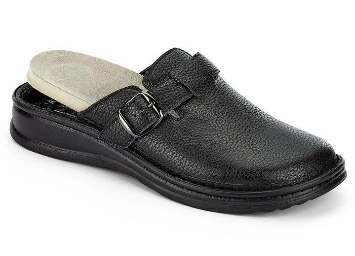 Hausschuhe - Mubb, bequeme Herren-Clogs, Weite H, mit herausnehmbarem Fußbett Ansicht 4 Hausschuhe - Mubb, bequeme Herren-Clogs, Weite H, mit herausnehmbarem Fußbett, in Größe 040 bis 046, in Farbe MOKKA Ansicht 4
