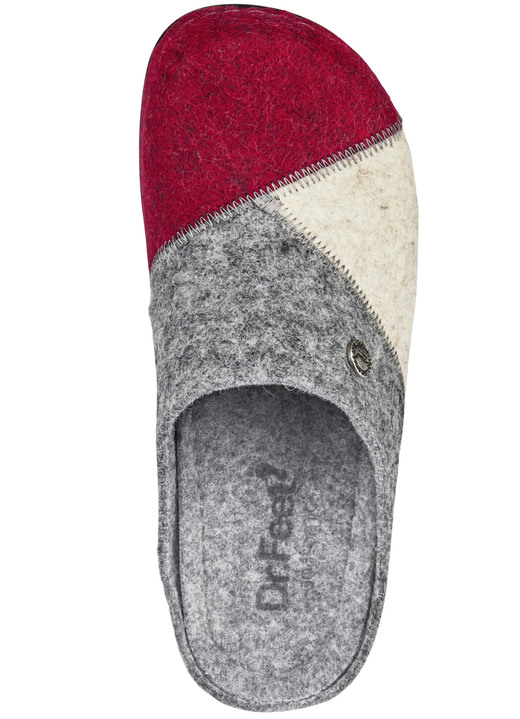 Hausschuhe - Laurina, klassische Damen-Hausschuhe, Weite H, mit anatomisch geformtem Fußbett, in Größe 036 bis 042, in Farbe GRANATROT-ECRU-GRAU Ansicht 2
