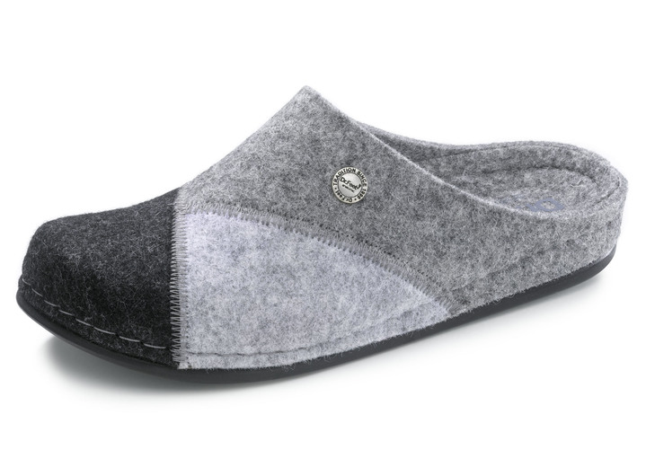 Hausschuhe - Laurina, klassische Damen-Hausschuhe, Weite H, mit anatomisch geformtem Fußbett, in Größe 036 bis 042, in Farbe GRANATROT-ECRU-GRAU Ansicht 4
