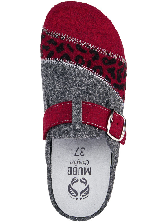 Hausschuhe - Mubb, klassische Damen-Hausschuhe, Weite H, mit herausnehmbarem Fußbett, in Größe 036 bis 042, in Farbe GRANATROT-ANTHRAZIT Ansicht 3