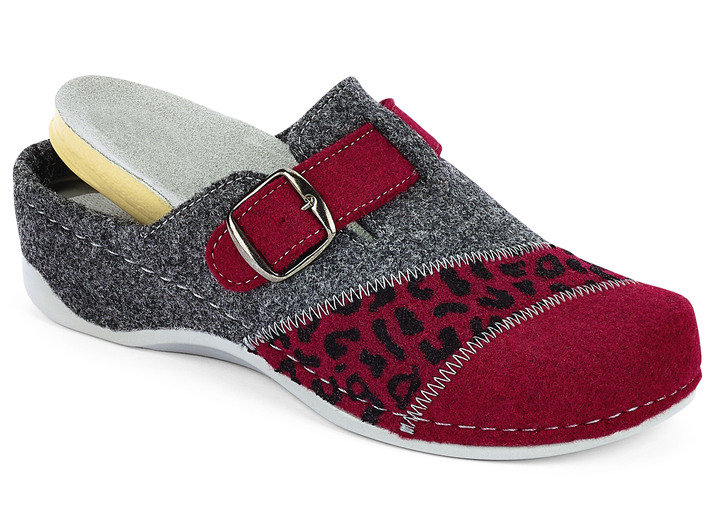 Hausschuhe - Mubb, klassische Damen-Hausschuhe, Weite H, mit herausnehmbarem Fußbett, in Größe 036 bis 042, in Farbe ANTHRAZIT-HELLGRAU Ansicht 4