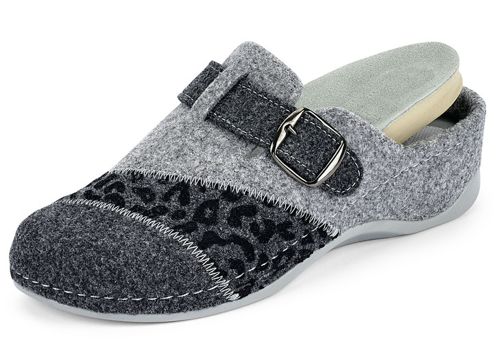 Hausschuhe - Mubb, klassische Damen-Hausschuhe, Weite H, mit herausnehmbarem Fußbett, in Größe 036 bis 042, in Farbe GRANATROT-ANTHRAZIT Ansicht 6