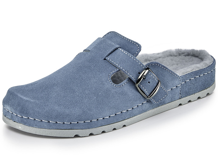Schuhe - Mubb, klassische Damen-Hausschuhe, Weite H, mit Lammfell, in Größe 036 bis 042, in Farbe BLEU Ansicht 1