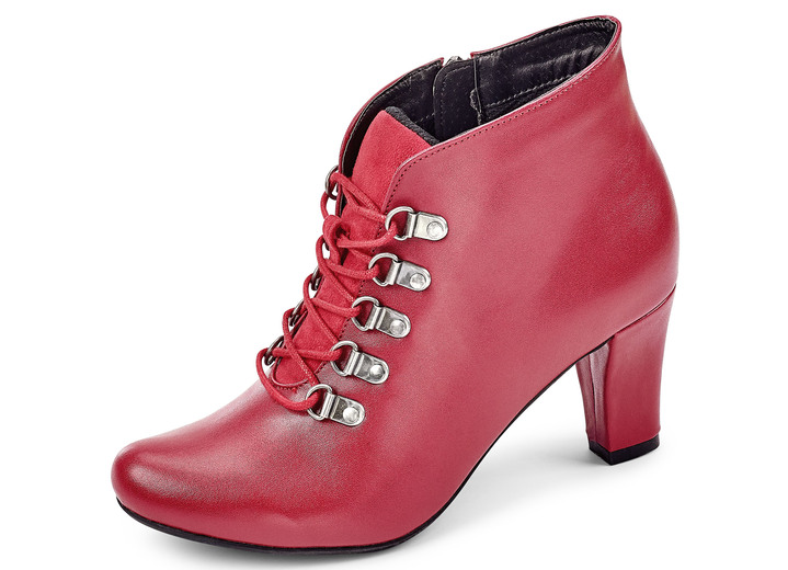 Stiefel & Stiefeletten - Schnür-Stiefelette im Vintage-Stil, in Größe 035 bis 041, in Farbe ROT Ansicht 1