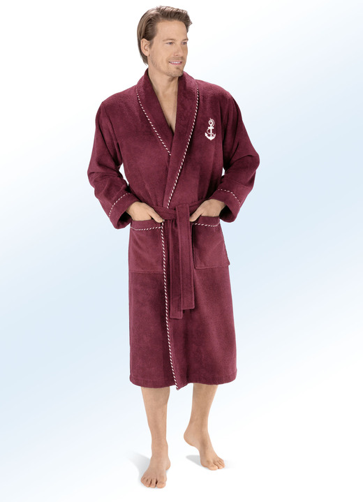 Bademäntel - Bademantel mit Anker-Stickerei, in Größe L (52/54) bis XXL (60/62), in Farbe MARINE Ansicht 3