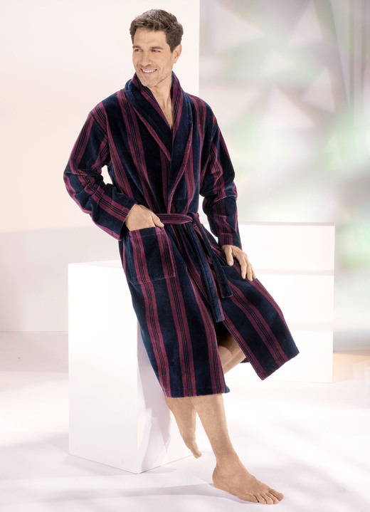 Bademäntel - Doubleface-Bademantel mit Schalkragen, in Größe L (52/54) bis XXL (60/62), in Farbe MARINE-GRÜN Ansicht 3