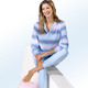 Schlafanzüge & Shortys - Schlafanzug aus Frottierstretch mit garngefärbtem Ringeldessin – Farbe HELLBLAU-ROSA Schlafanzüge & Shortys - Schlafanzug aus Frottierstretch mit garngefärbtem Ringeldessin, in Größe 036 bis 052, in Farbe HELLBLAU-ROSA