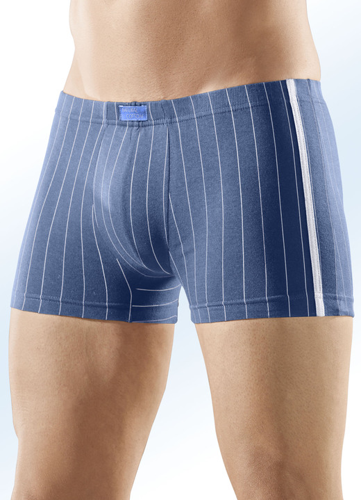 Pants & Boxershorts - Viererpack Pants, gestreift, in Größe 3XL (9) bis XXL (8), in Farbe 1X MARINE, 1X SCHWARZ, 1X JEANSBLAU, 1X BORDEAUX Ansicht 3