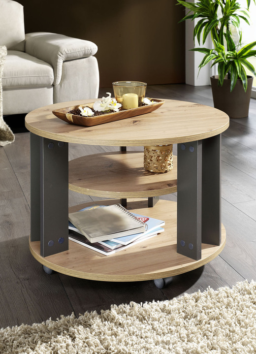 Couchtische - Couchtisch mit 2 Ablageflächen und 4 Rollen, in Farbe EICHE SONOMA Ansicht 7