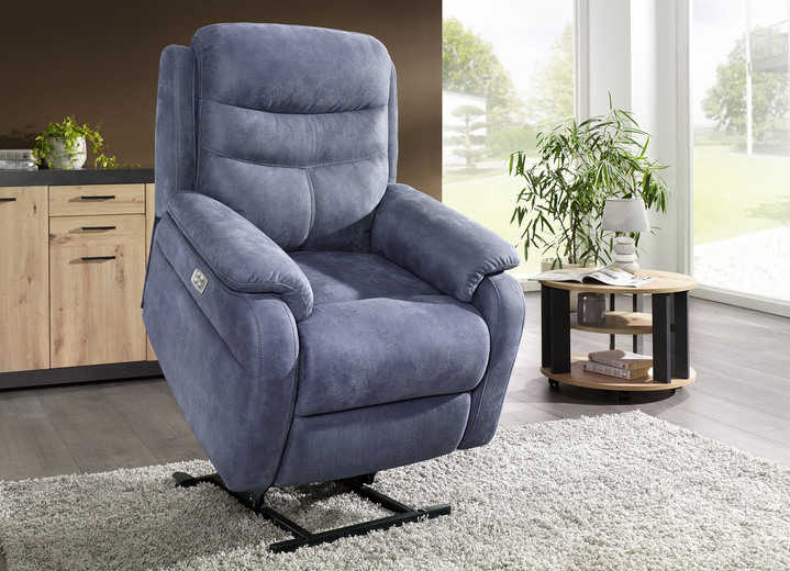 TV-Sessel / Relax-Sessel - Elektrisch verstellbarer TV-Sessel mit Motor und Aufstehhilfe, in Farbe BLAU-GRAU Ansicht 3