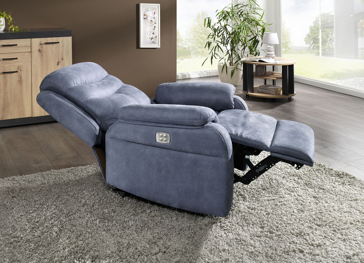 TV-Sessel / Relax-Sessel - Elektrisch verstellbarer TV-Sessel mit Motor und Aufstehhilfe, in Farbe BLAU-GRAU Ansicht 2