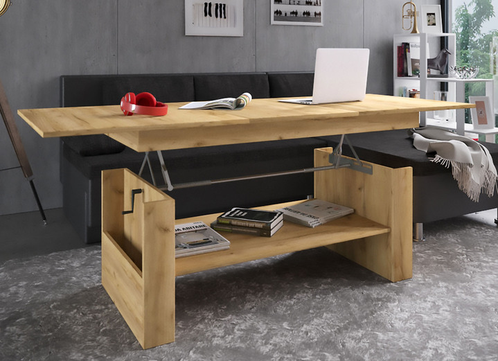 Couchtische - Couchtisch auch höhenverstell- und ausziehbar, in Farbe EICHE, in Ausführung Mit fester Platte Ansicht 5
