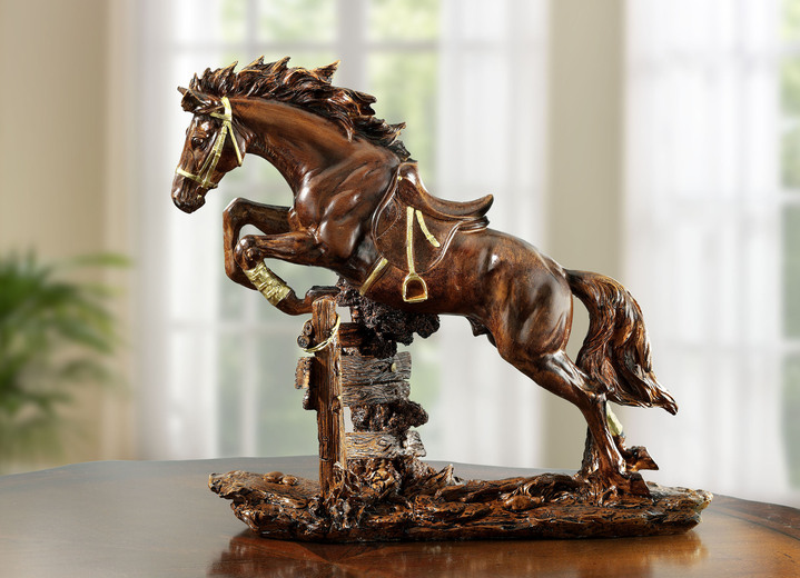 Figuren - Skulptur eines Pferdes aus hochwertigem Resin, in Farbe BRAUN-SCHWARZ