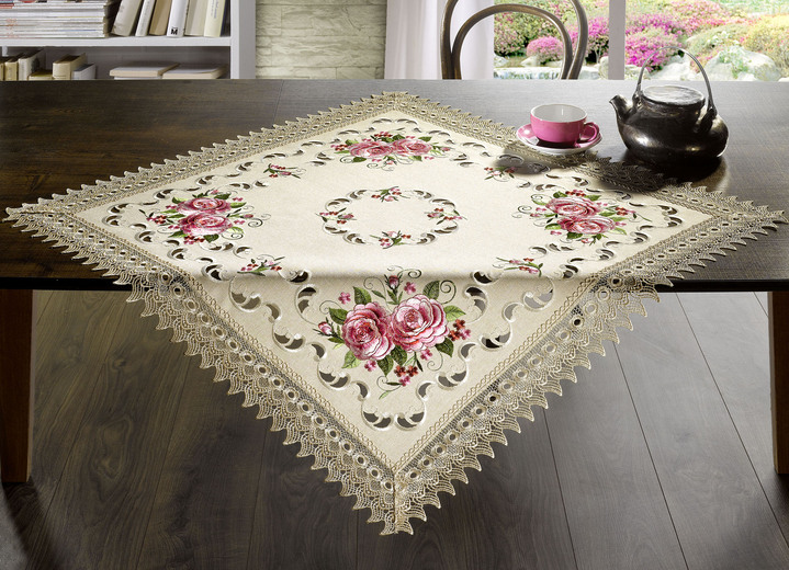 Tisch- & Raumdekoration - Raumdekoration mit entzückendem floralem Motiv, in Größe 101 (Läufer, 30/ 75 cm) bis 404 (Kissenbezug 40x 40 cm), in Farbe ECRU Ansicht 2