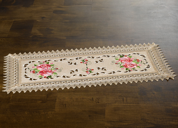 Tisch- & Raumdekoration - Raumdekoration mit entzückendem floralem Motiv, in Größe 101 (Läufer, 30/ 75 cm) bis 404 (Kissenbezug 40x 40 cm), in Farbe ECRU Ansicht 1